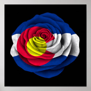 Poster Bandeira cor-de-rosa de Colorado no preto