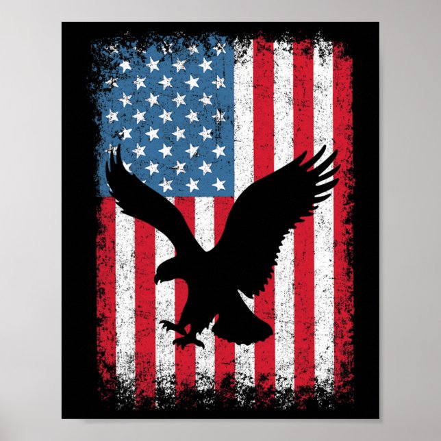 Poster Bandeira da águia americana no dia 4 de julho - Di (Frente)