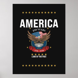 Poster Bandeira da Águia da América 250º Aniversário 1776