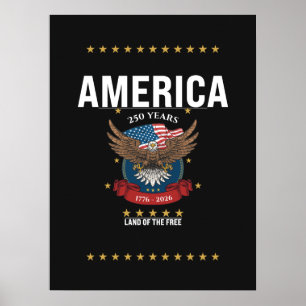 Poster Bandeira da Águia da América 250º Aniversário 1776