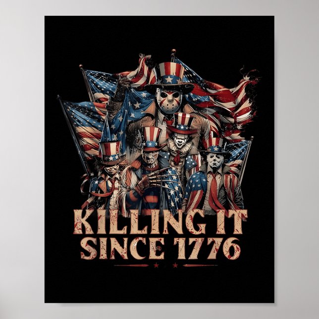 Poster Bandeira da América Matando desde 1776 4 de Julho (Frente)