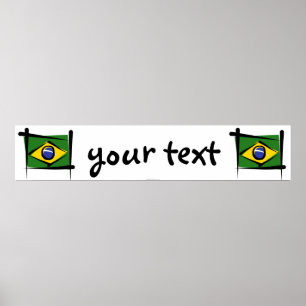 Póster Bandeira da bandeira da escova de Brasil