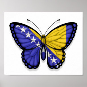 Póster Bandeira da borboleta de Bósnia - de Herzegovina