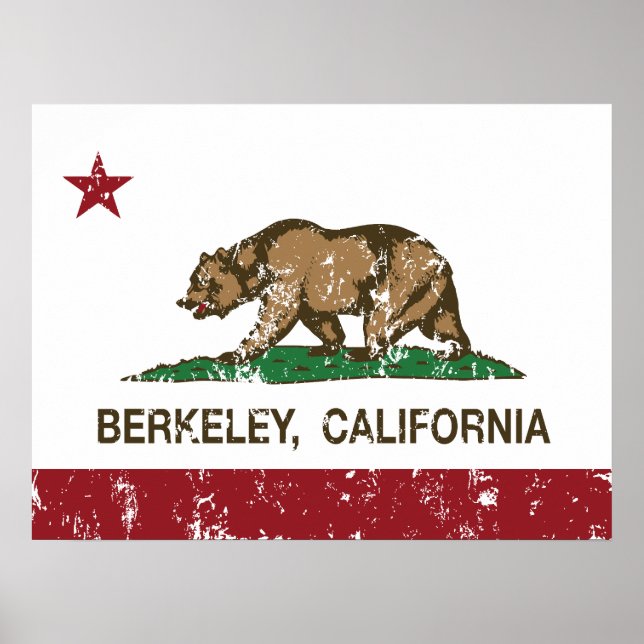 Poster bandeira da califórnia berkeley angustiada (Frente)