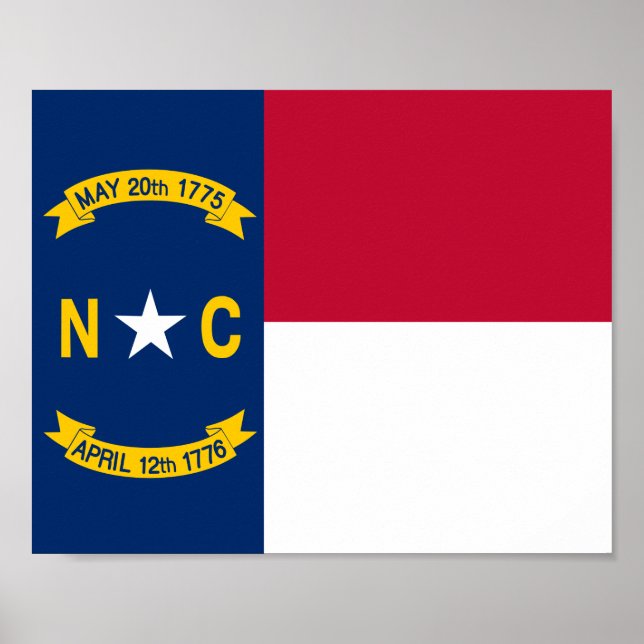 Poster Bandeira da Carolina do Norte (Frente)