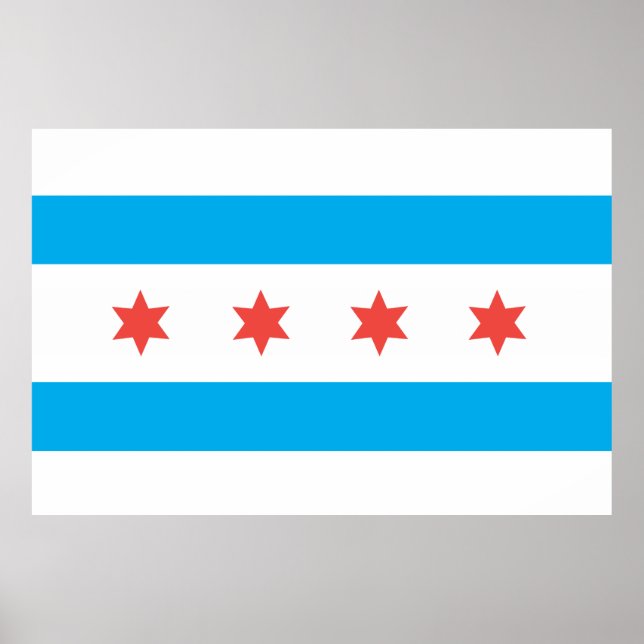Póster Bandeira da cidade de Chicago (Frente)