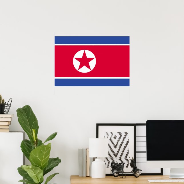 Poster Bandeira da Coreia do Norte (Escritório em casa)