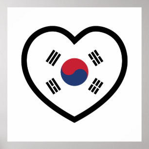 Poster Bandeira da Coreia do Sul Coração