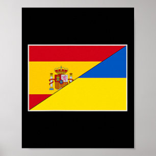 Poster Bandeira da Espanha Ucrânia Apoio Espanhol Ucrania