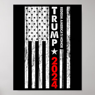 Poster Bandeira da EUA Redimir a Honra da América Trump 2