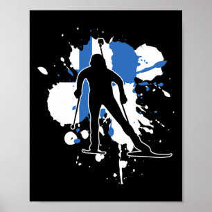 Poster Bandeira da Finlândia Biathlonista - Biatlo finlan