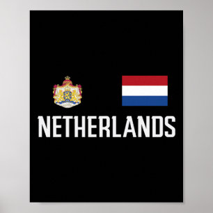 Poster Bandeira da Holanda Fã de Futebol Masculino Femini
