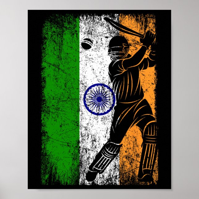 Poster Bandeira da Índia Jersey de críquete indiano Fã Jo (Frente)