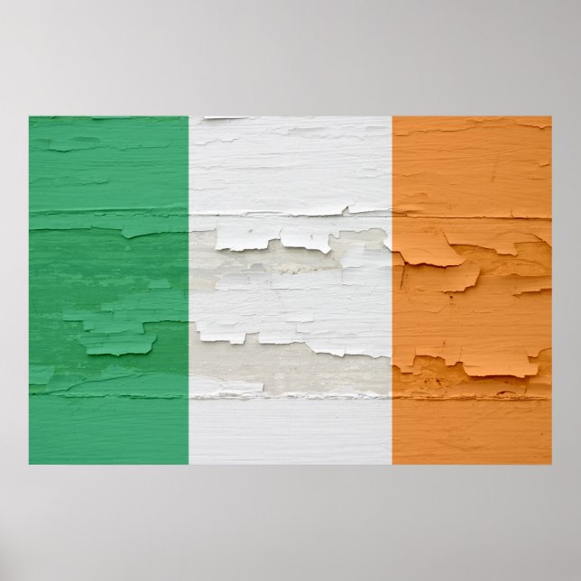 Póster Bandeira da Irlanda de Tinta Termetida (Frente)
