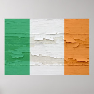 Póster Bandeira da Irlanda Weathered