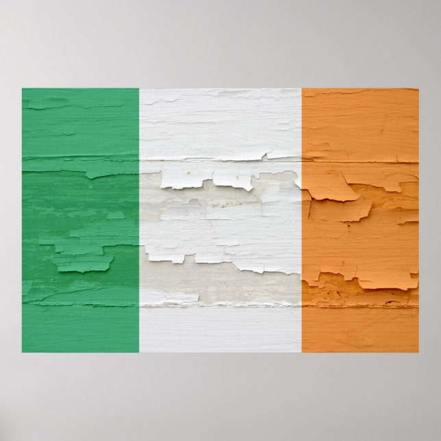 Póster Bandeira da Irlanda Weathered (Frente)