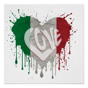 Póster Bandeira da Itália Amor