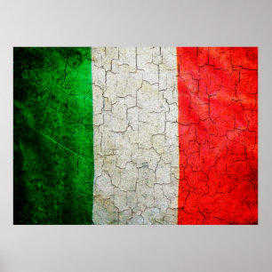 Póster Bandeira da Itália rachada