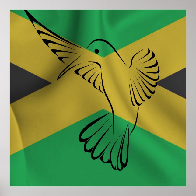 Poster Bandeira da Jamaica com beija-flor (Frente)