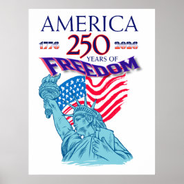Poster Bandeira da Liberdade de 250 Anos da América & Est