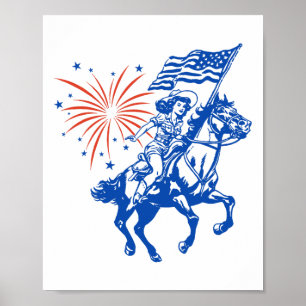 Poster Bandeira Da Moça Da América Do Sul Em 4 De Julho