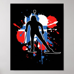 Poster Bandeira da Noruega Biathlonista - Norueguês Biath