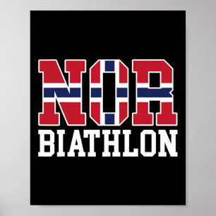 Poster Bandeira da Noruega Biathlonista - Norueguês E Bia