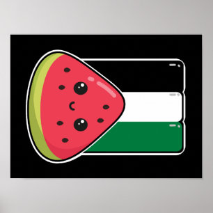 Poster Bandeira da Palestina Cura com Palestina Livre de 