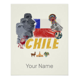 Póster Bandeira da Páscoa Vintage no Chile e Alpaca