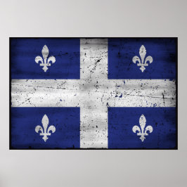 Poster Bandeira da Quebeque estilo grunge corrmoído