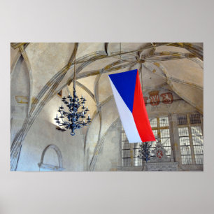 Poster Bandeira da República Checa no Castelo de Praga