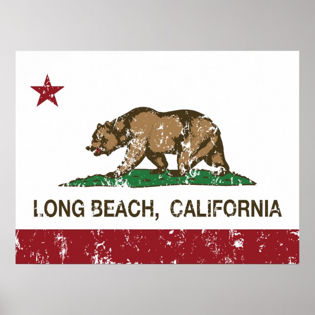 Póster Bandeira da República da Califórnia em Long Beach (Frente)