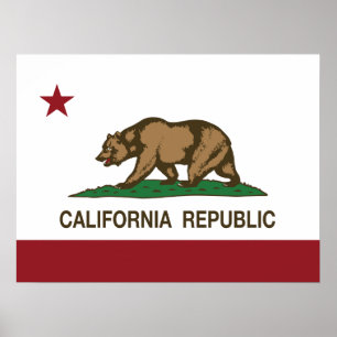 Póster Bandeira da república de Califórnia