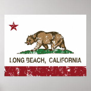 Póster Bandeira da república de Long Beach Califórnia