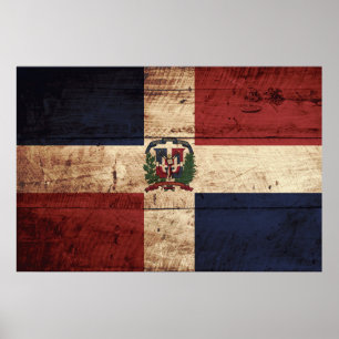 Póster Bandeira da República Dominicana na grão de
