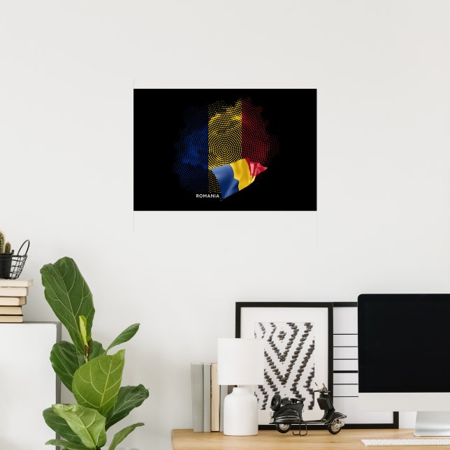 Poster bandeira da Romênia (Escritório em casa)