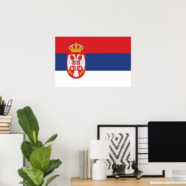 Poster Bandeira da Sérvia (Escritório em casa)