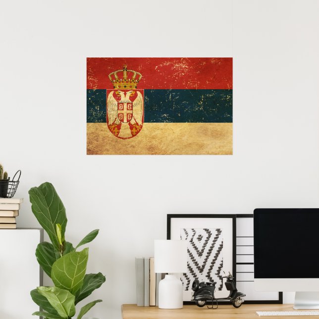 Poster Bandeira da Sérvia (Escritório em casa)