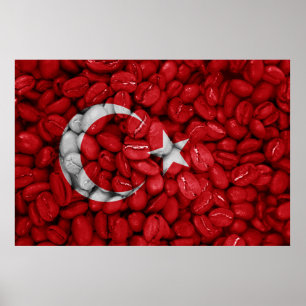 Poster Bandeira da Turquia com café
