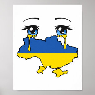 Poster Bandeira da Ucrânia chorando lágrimas pela Ucrânia
