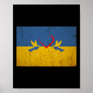 Poster Bandeira da Ucrânia Com Coração