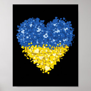Poster Bandeira da Ucrânia Coração Abstrato Homens Mulher