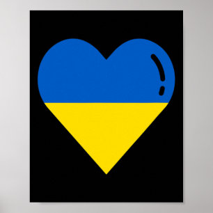 Poster Bandeira da Ucrânia Coração Raízes Férias Ucranian
