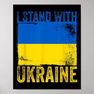 Poster Bandeira da Ucrânia Distorcida Eu Apoio a Ucrânia