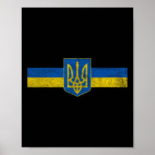 Poster Bandeira da Ucrânia e Brasão de Armas Odessa Kiev 