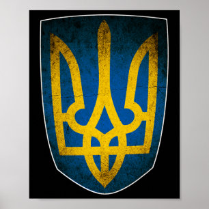 Poster Bandeira da Ucrânia e Tridente Ucraniano 1