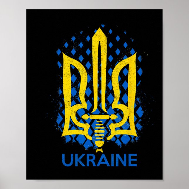 Poster Bandeira da Ucrânia - Eu Estou Com a Ucrânia Bande (Frente)