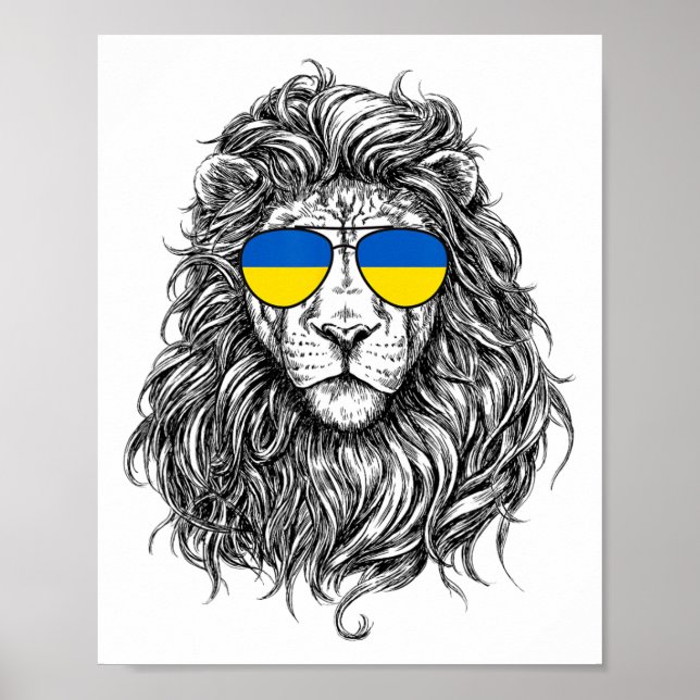 Poster Bandeira da Ucrânia Leão Sungles Presentes da Ucrâ (Frente)