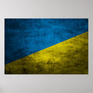 Poster Bandeira da Ucrânia no muro
