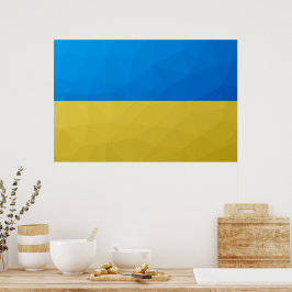 Poster Bandeira da Ucrânia padrão geométrico em malha azu